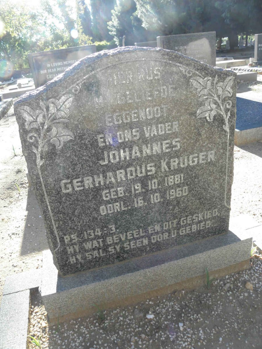 KRUGER Johannes Gerhardus 1881-1960