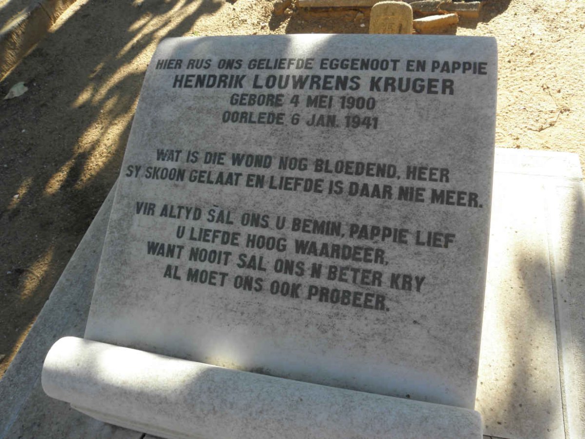 KRUGER Hendrik Louwrens 1900-1941