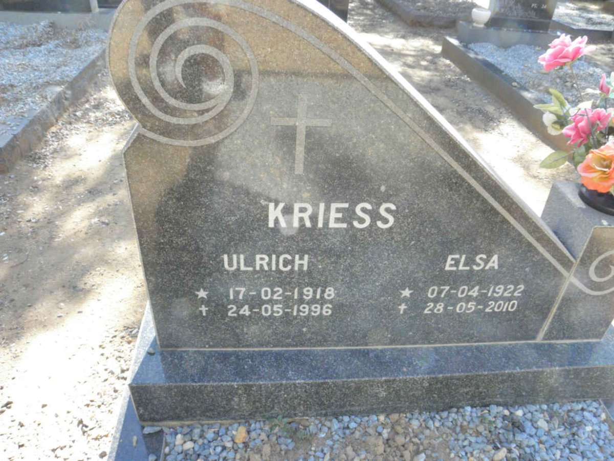 KRIESS Ulrich 1918-1996 &amp; Elsa 1922-2010