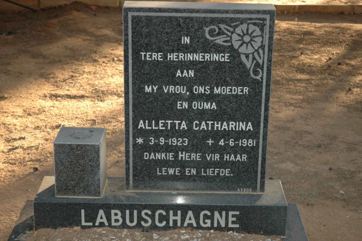 LABUSCHAGNE Alletta Catharina 1923-1981