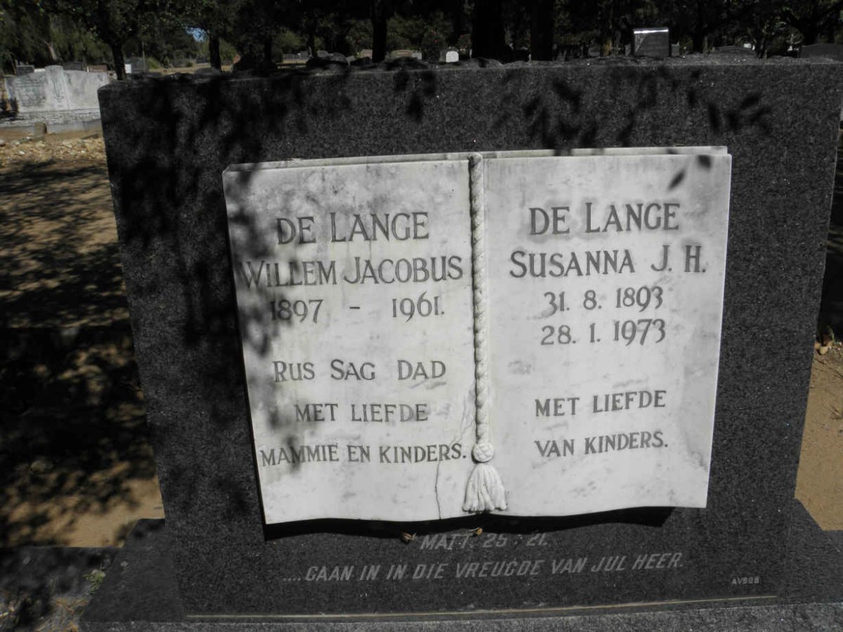LANGE Willem Jacobus, de 1897-1961 &amp; Susanna J.H. 1893-1973