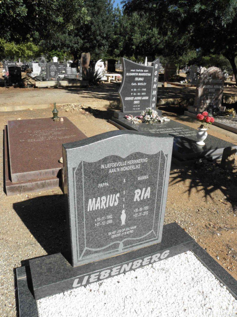 LIEBENBERG Marius 1952-2000 &amp; Ria 1955-2012
