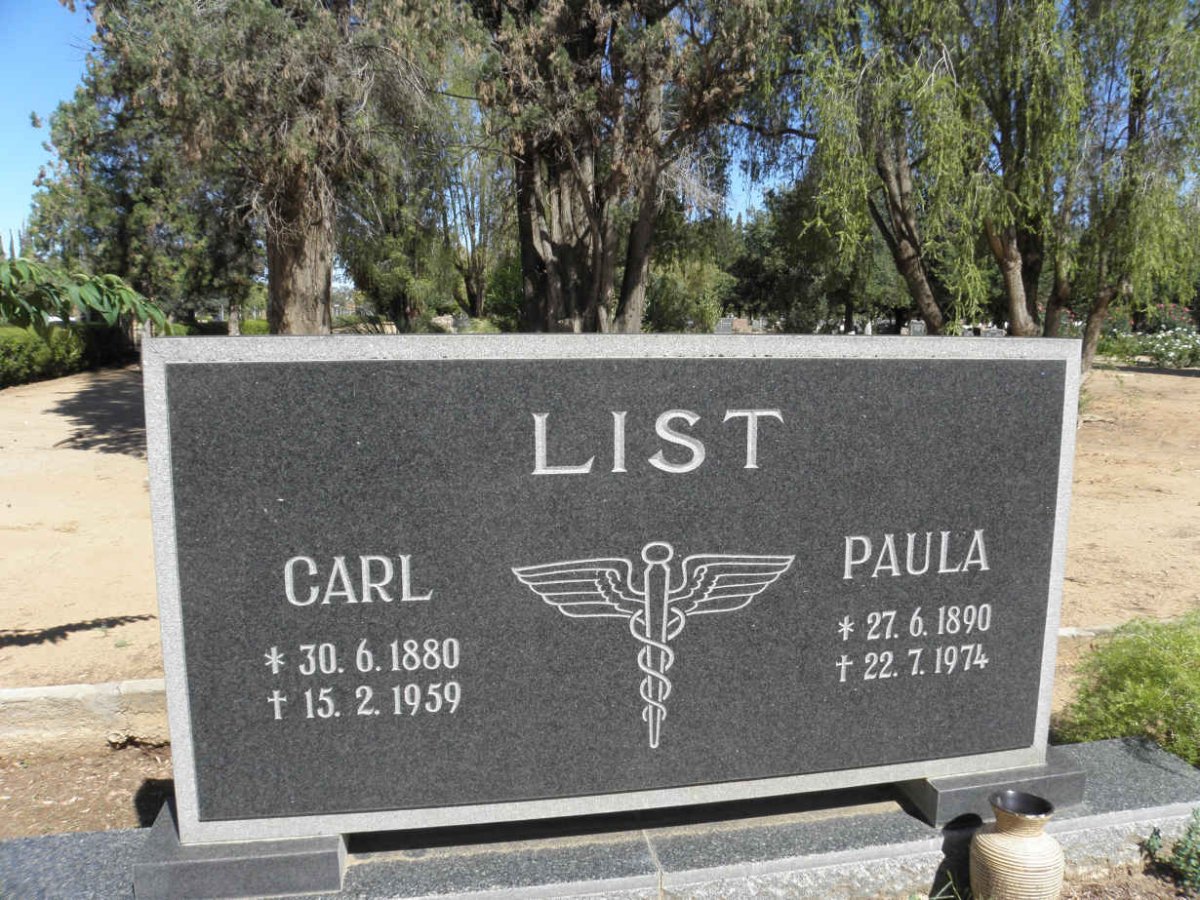 LIST Carl 1880-1959 &amp; Paula 1890-1974