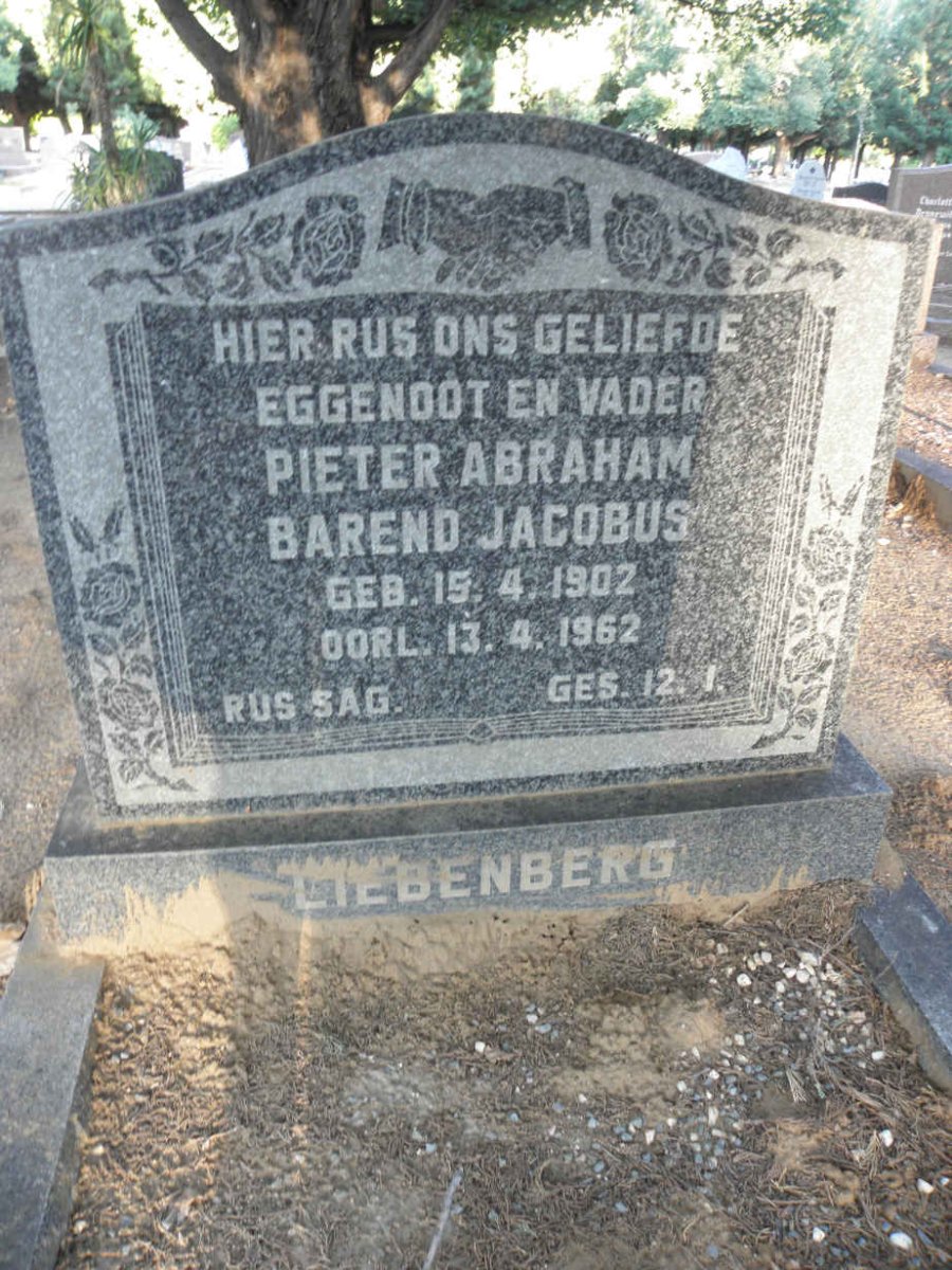 LIEBENBERG Pieter Abraham Barend Jacobus 1902-1962