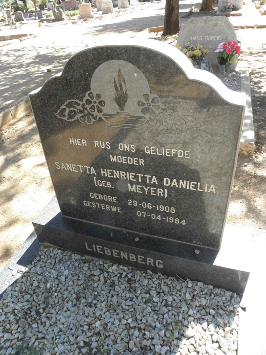 LIEBENBERG Sanetta Henrietta Danielia nee MEYER 1908-1984