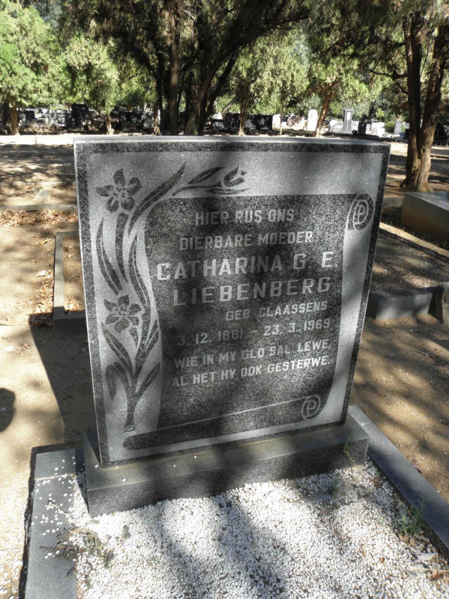 LIEBENBERG Catharina G.E. nee CLAASSENS 1881-1969