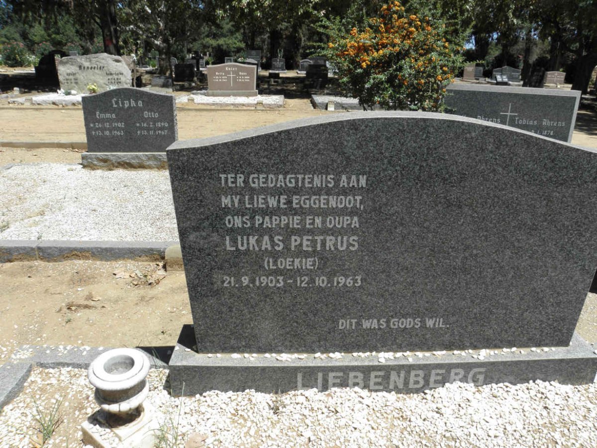 LIEBENBERG Lukas Petrus 1903-1963