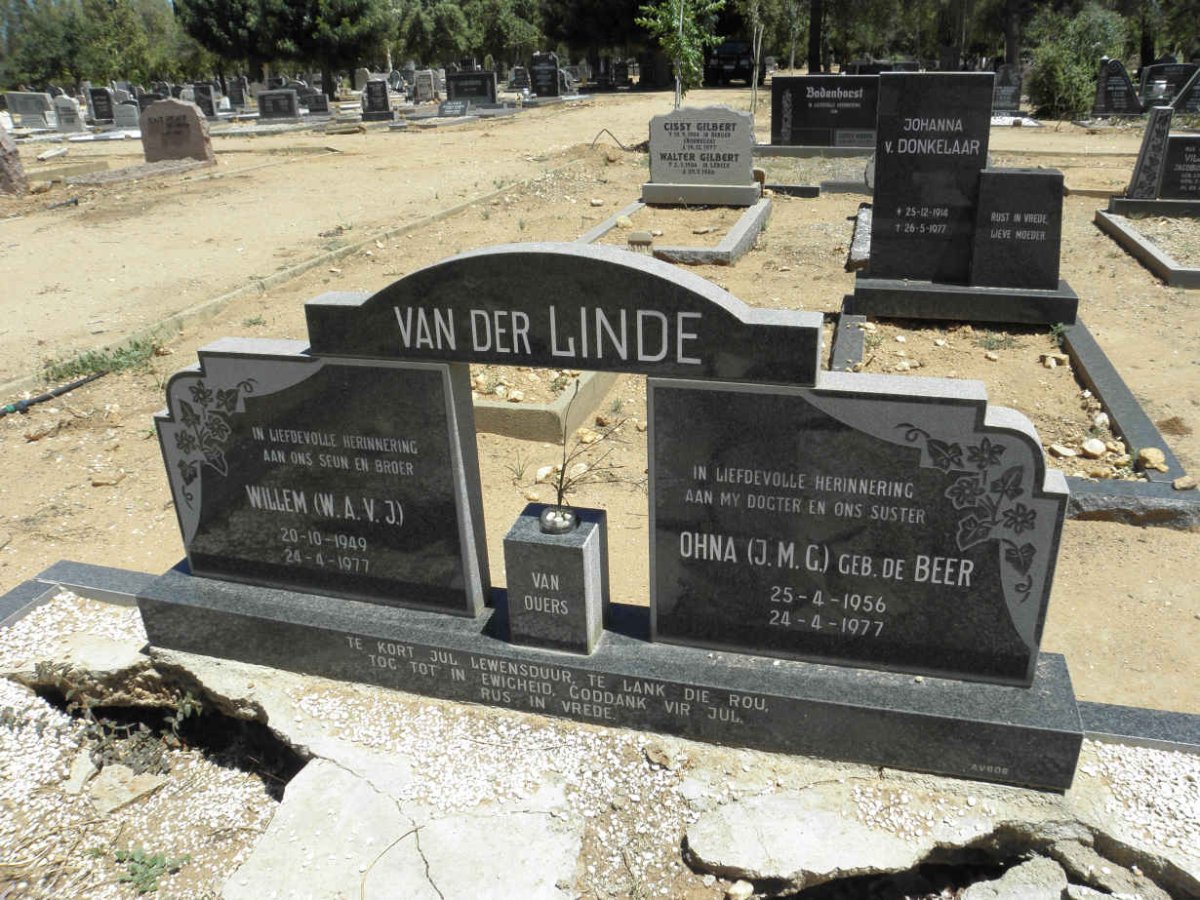 LINDE W.A.V.J., van der 1949-1977 :: LINDE J.M.G., van der nee DE BEER 1956-1977
