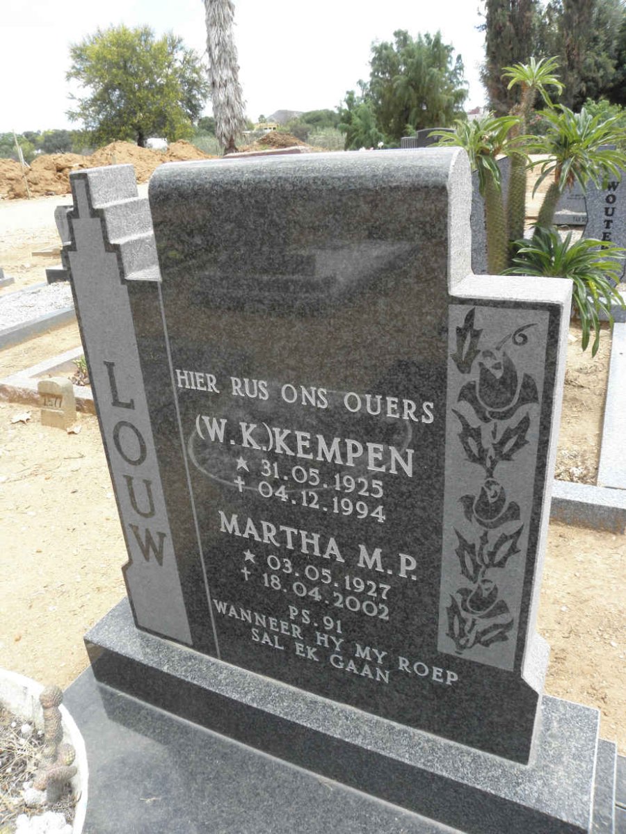 LOUW W.K. 1925-1994 &amp; M.P. 1927-2002