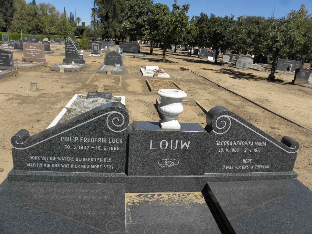 LOUW Philip Frederik Lock 1902-1966 &amp; Jacoba Hendrika Maria 1906-1971