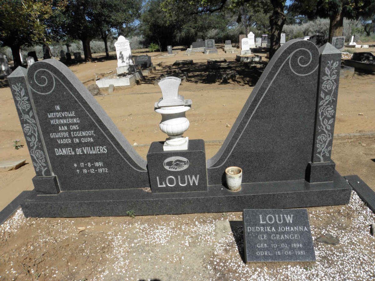LOUW Daniel, de VILLIERS 1891-1972 &amp; Dedrika Johanna LE GRANGE 1896-1981