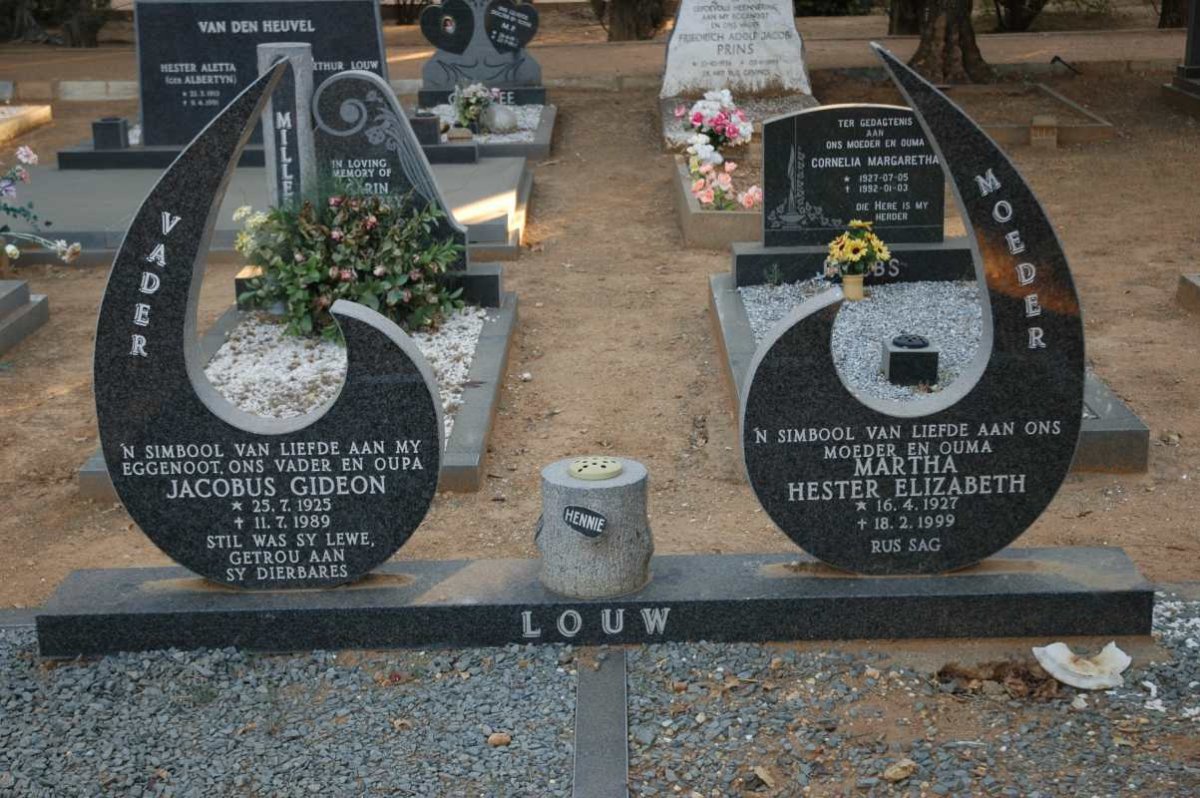 LOUW Jacobus Gideon 1925-1989 &amp; Martha Hester Elizabeth 1927-1999