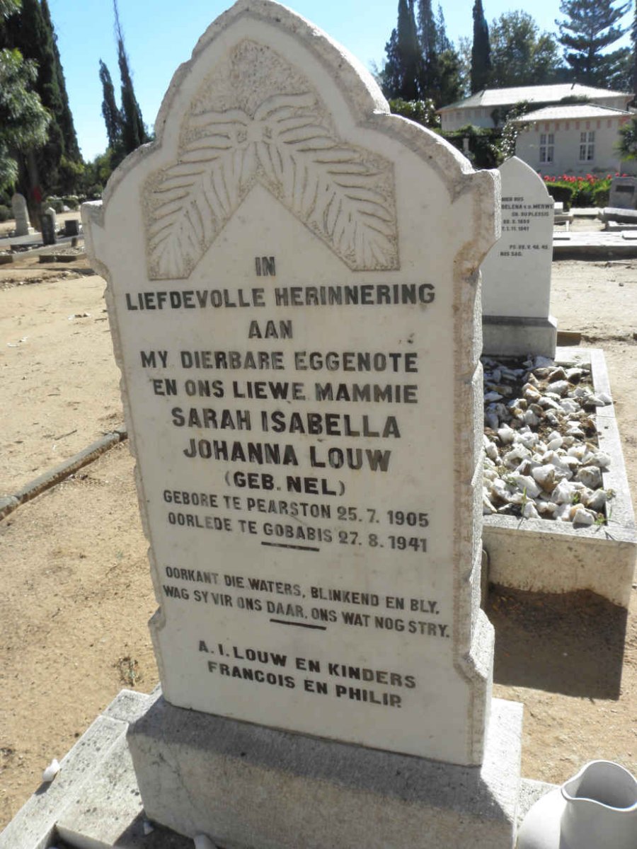 LOUW Sarah Isabella Johanna nee NEL 1905-1941
