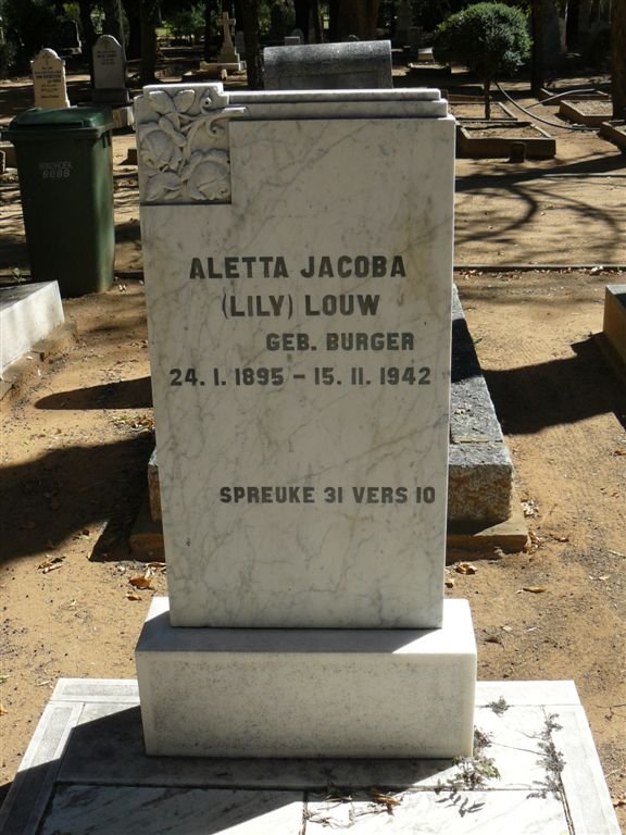 LOUW Aletta Jacoba nee BURGER 1895-1942