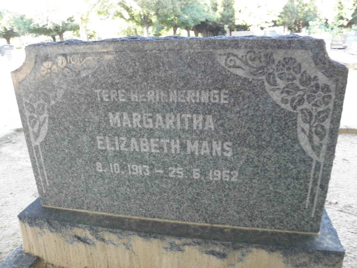 MANS Margaritha Elizabeth 1913-1962