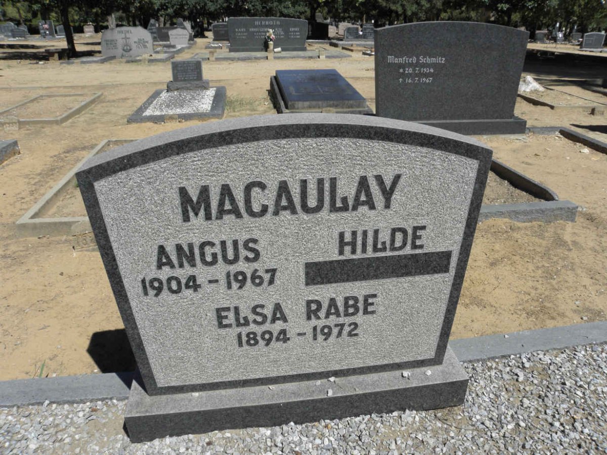 MACAULAY Angus 1904-1967 &amp; Hilde :: RABE Elsa 1894-1972