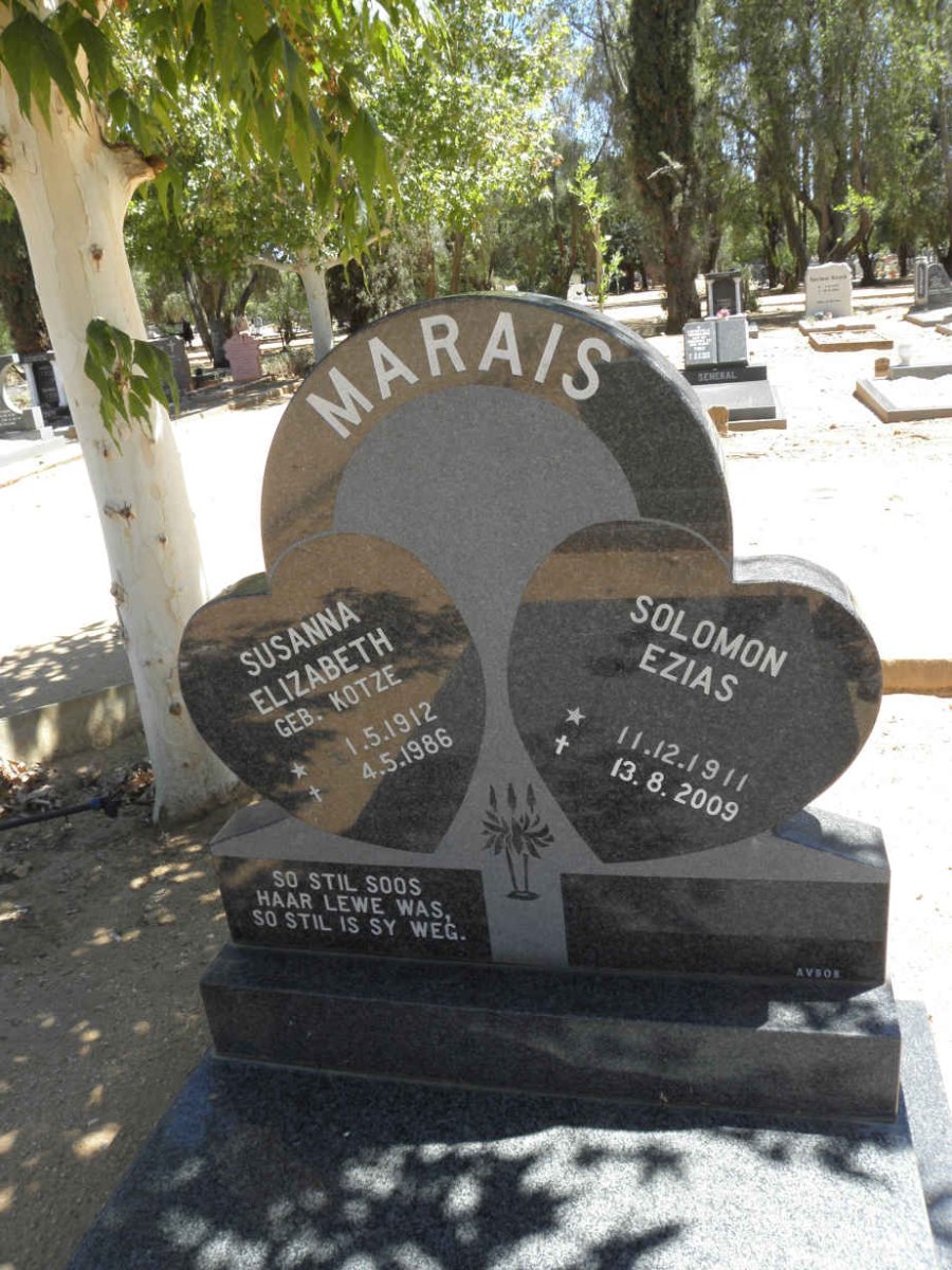 MARAIS Solomon Ezias 1911-2009 &amp; Susanna Elizabeth KOTZE 1912-1986
