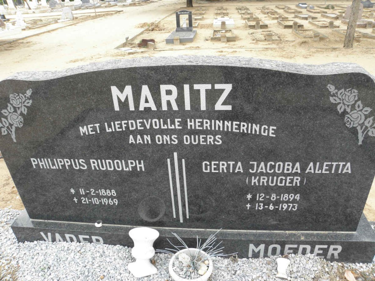 MARITZ Philippus Rudolph 1888-1969 &amp; Gerta Jacoba Aletta KRUGER 1894-1973