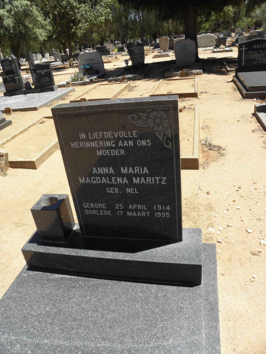 MARITZ Anna Maria Magdalena nee NEL 1914-1995