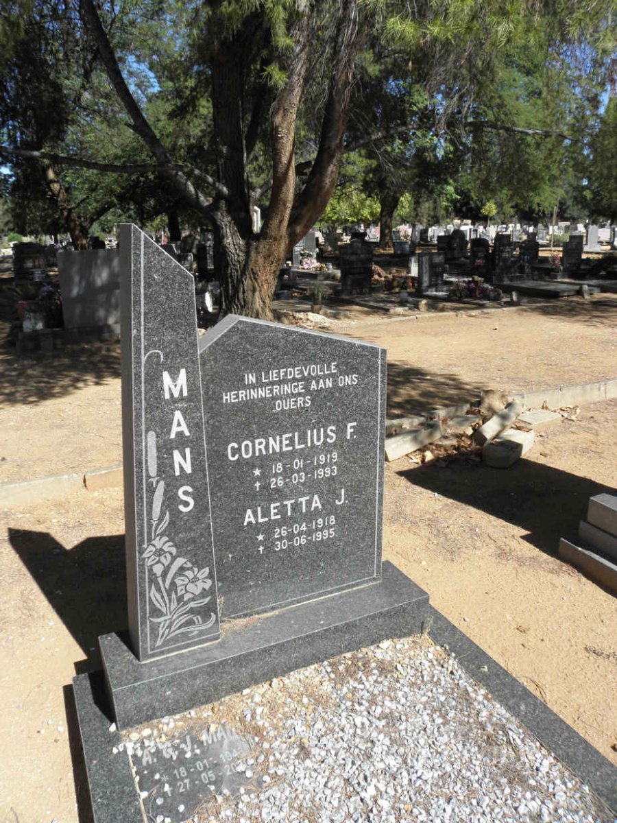 MANS Cornelius F. 1919-1993 &amp; Aletta J. 1918-1995