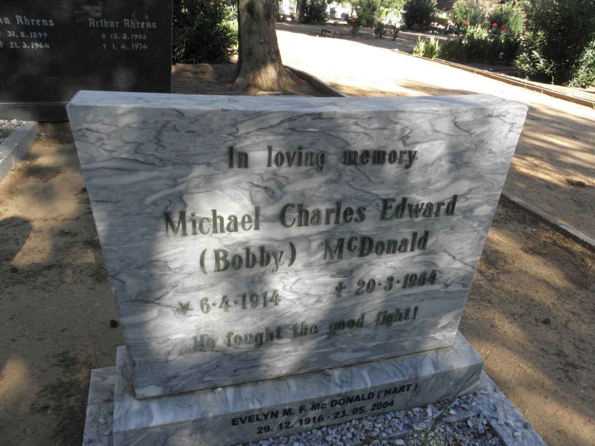 McDONALD Michael Charles Edward 1914-1964 &amp; Evelyn M.F. HART 1916-2004