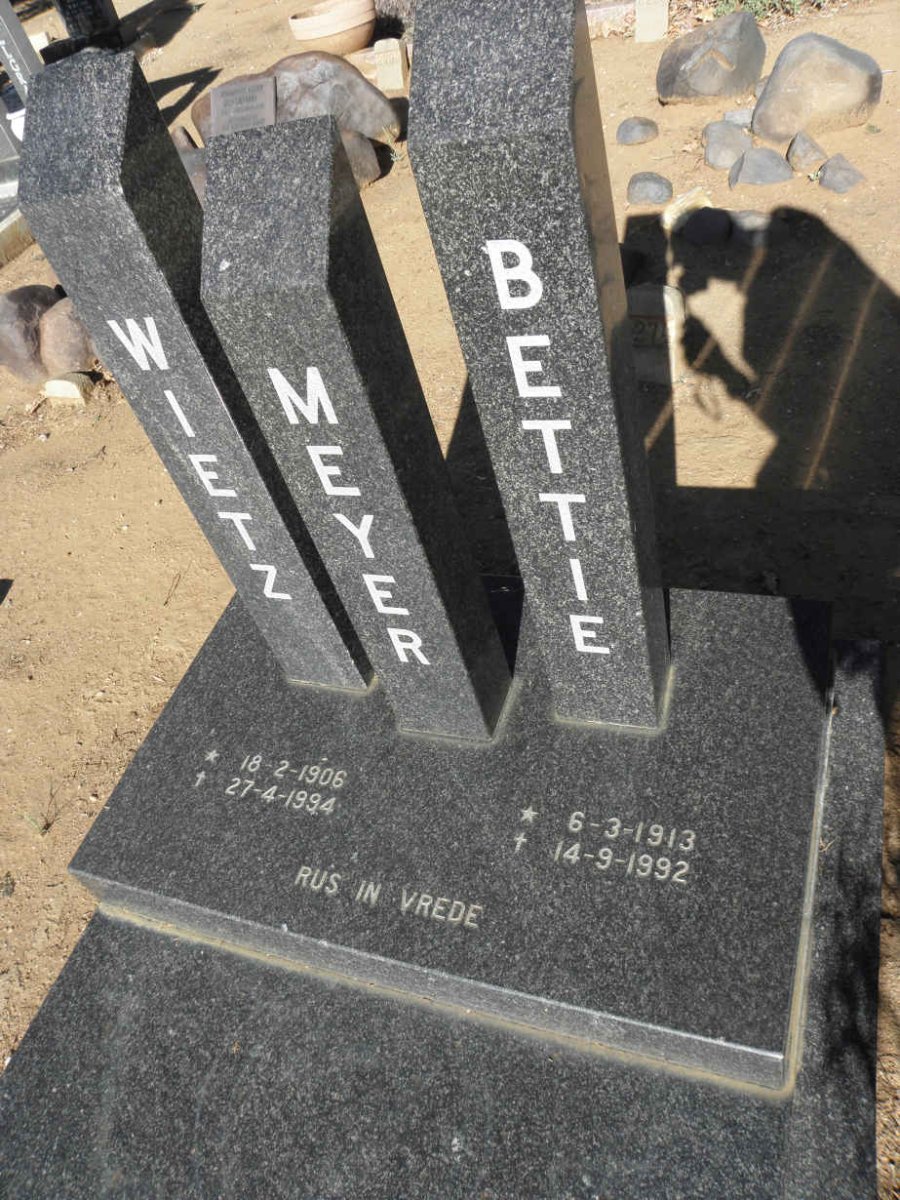 MEYER Wietz 1906-1994 &amp; Bettie 1913-1992