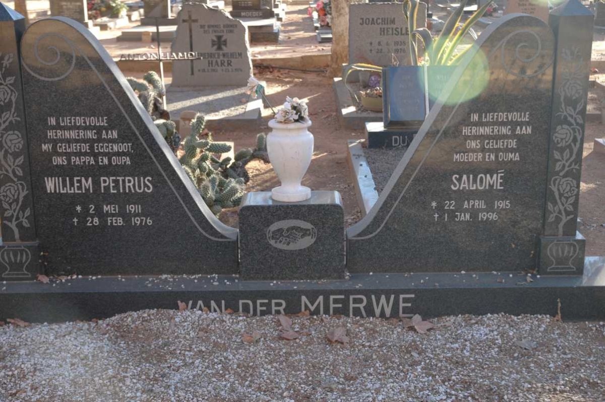 MERWE Willem Petrus, van der 1911-1976 &amp; Salomé 1915-1996
