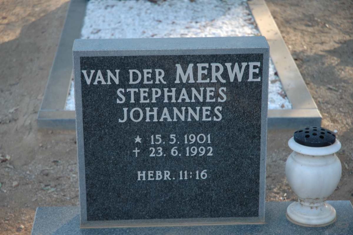 MERWE Stephanes Johannes, van der 1901-1992