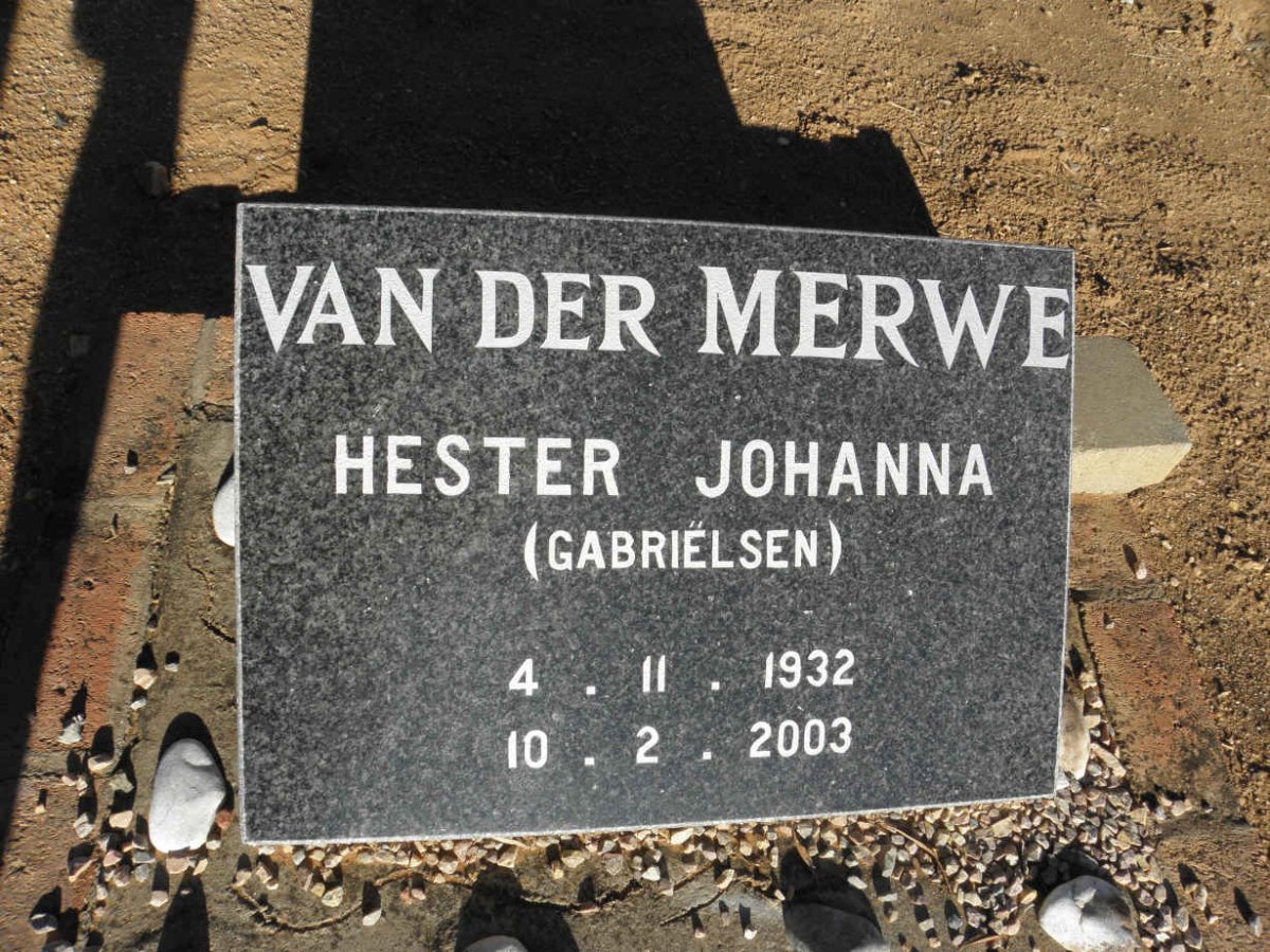 MERWE Hester Johanna, van der nee GABRIËLSEN 1932-2003