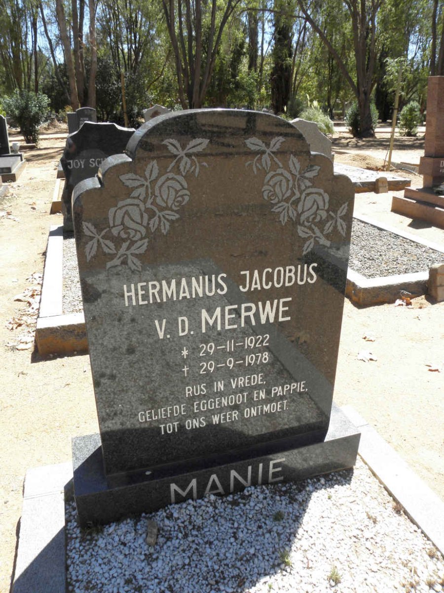 MERWE Hermanus Jacobus, v.d. 1922-1978