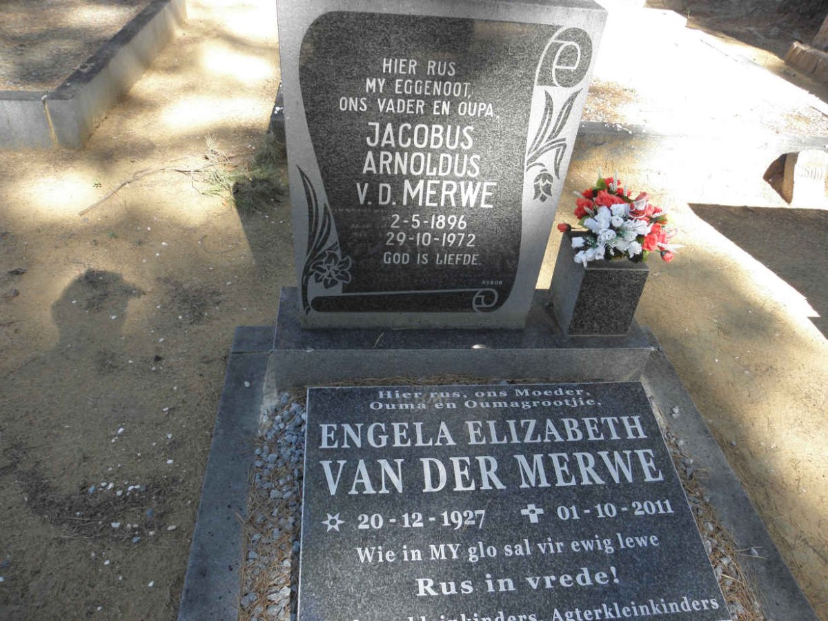 MERWE Jacobus Arnoldus, v.d. 1896-1972 :: MERWE Engela Elizabeth, van der 1927-2011