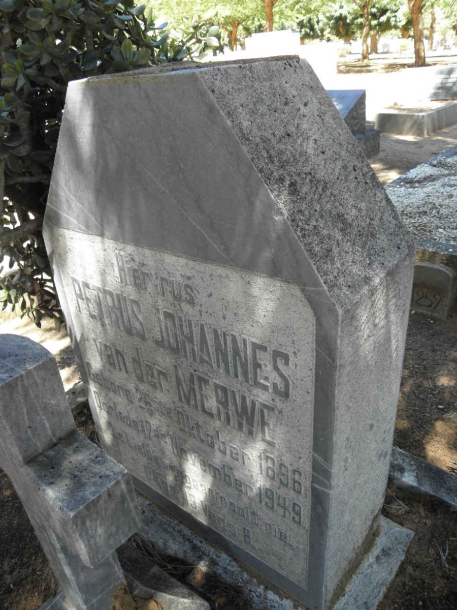 MERWE Petrus Johannes, van der 1896-1949