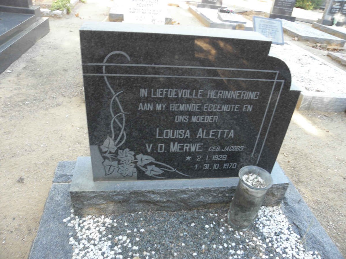 MERWE Louisa Aletta, v.d. nee JACOBS 1929-1970