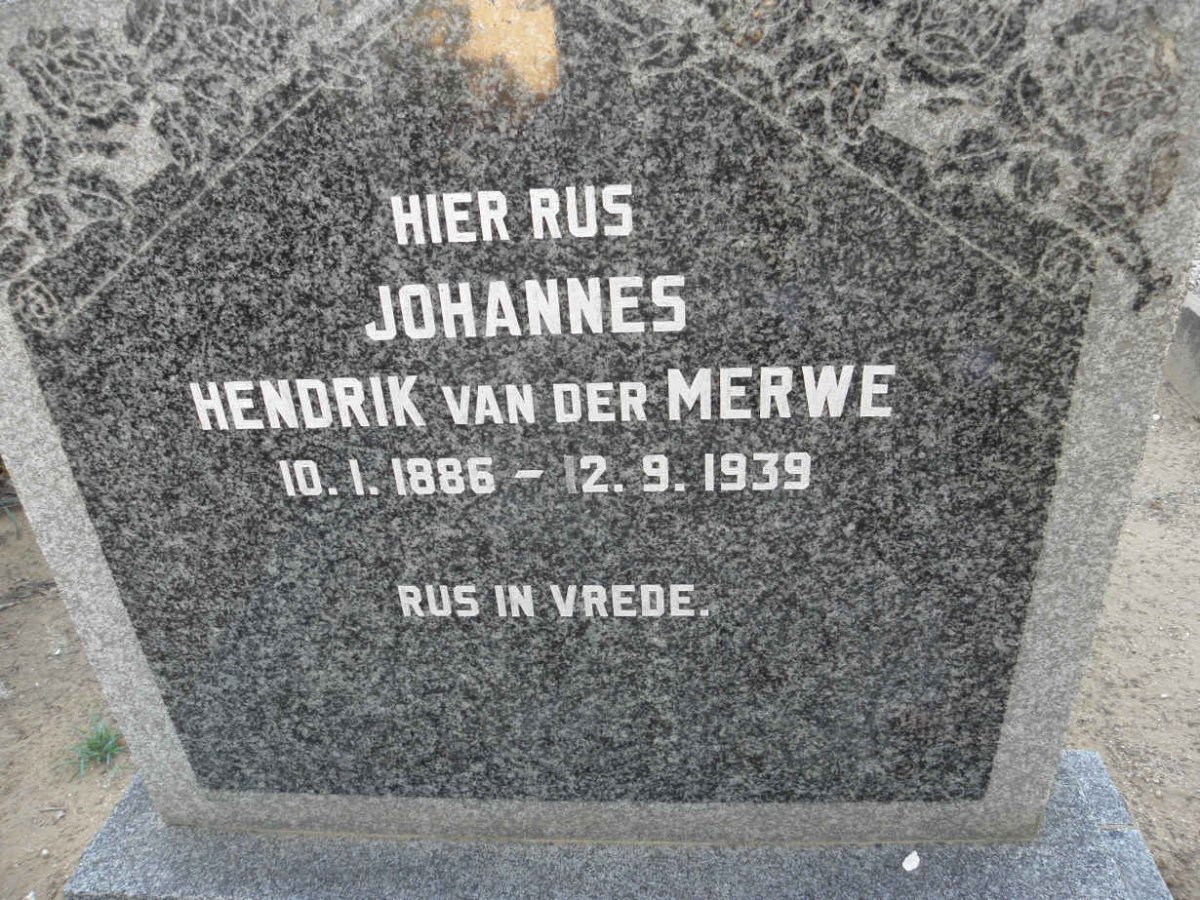MERWE Johannes Hendrik, van der 1886-1939