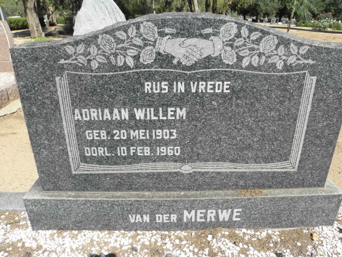 MERWE Adriaan Willem, van der 1903-1960