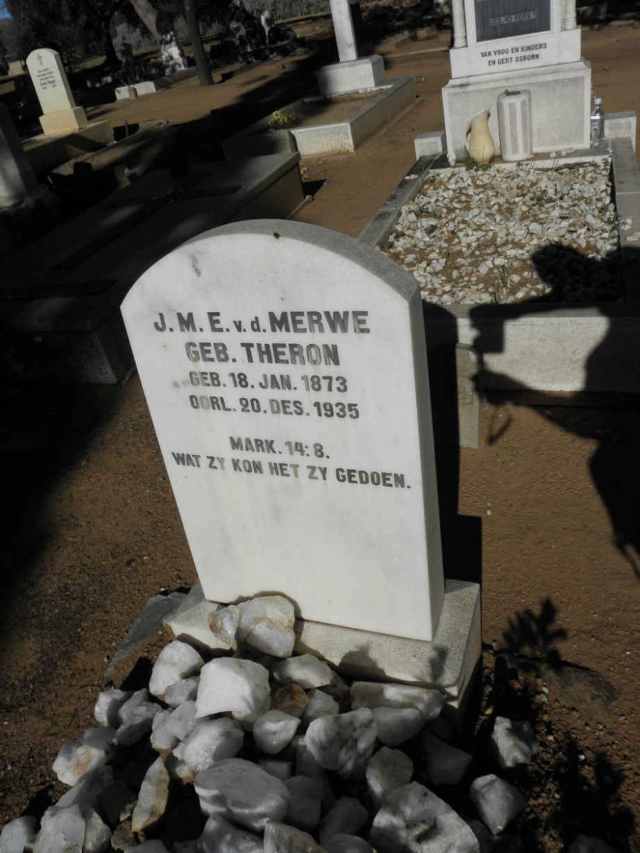 MERWE J.M.E., v.d. nee THERON 1873-1935