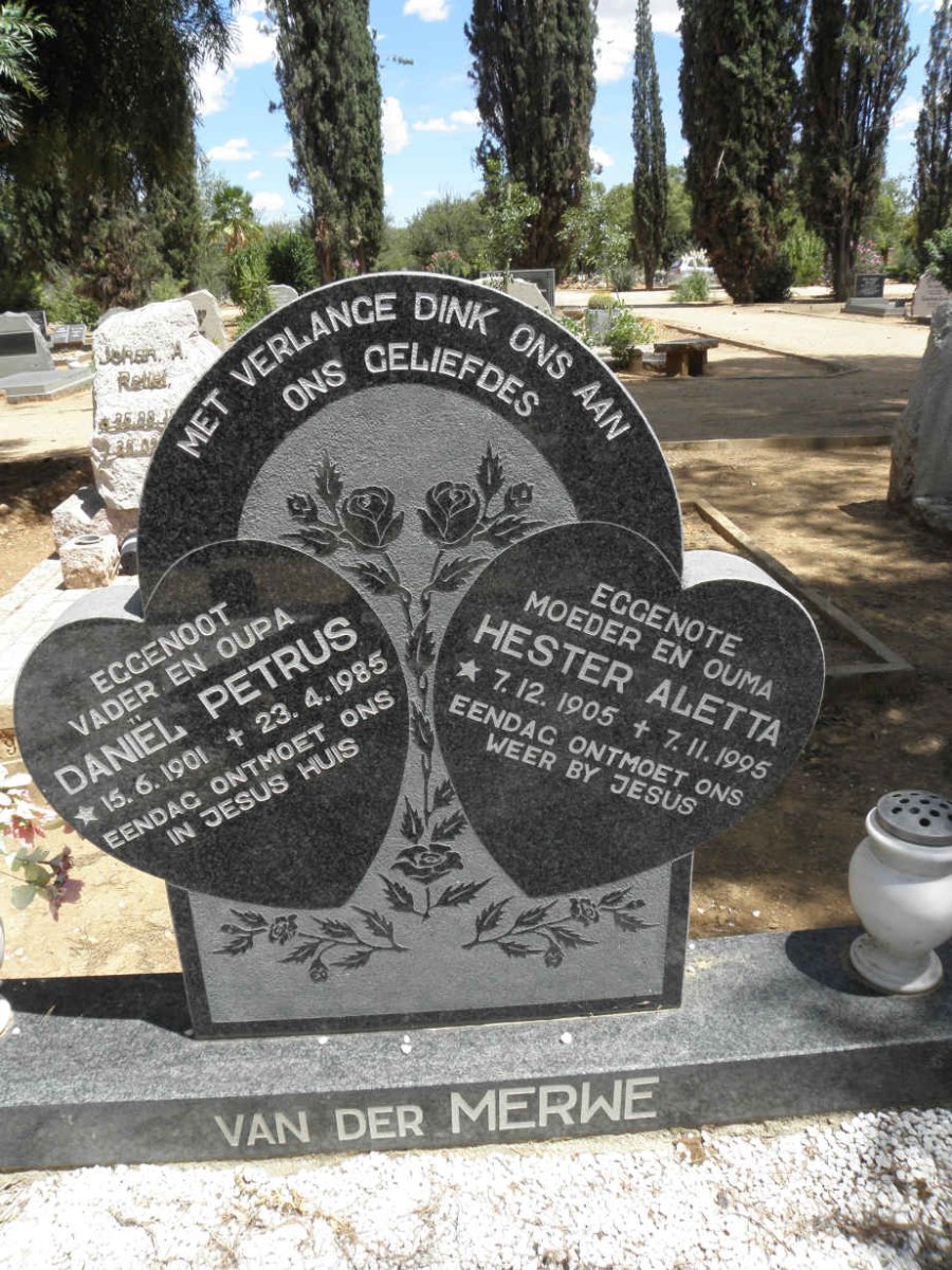 MERWE Daniël Petrus, van der 1901-1985 &amp; Hester Aletta 1905-1995