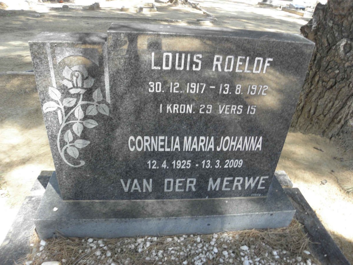 MERWE Louis Roelof, van der 1917-1972 &amp; Cornelia Maria Johanna 1925-2009