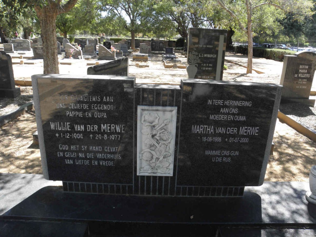 MERWE Willie, van der 1904-1977 &amp; Martha 1908-2000