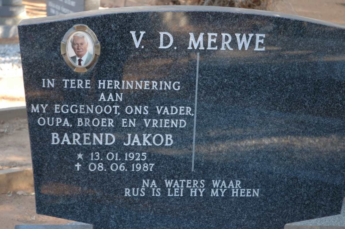 MERWE Barend Jakob, v.d. 1925-1987