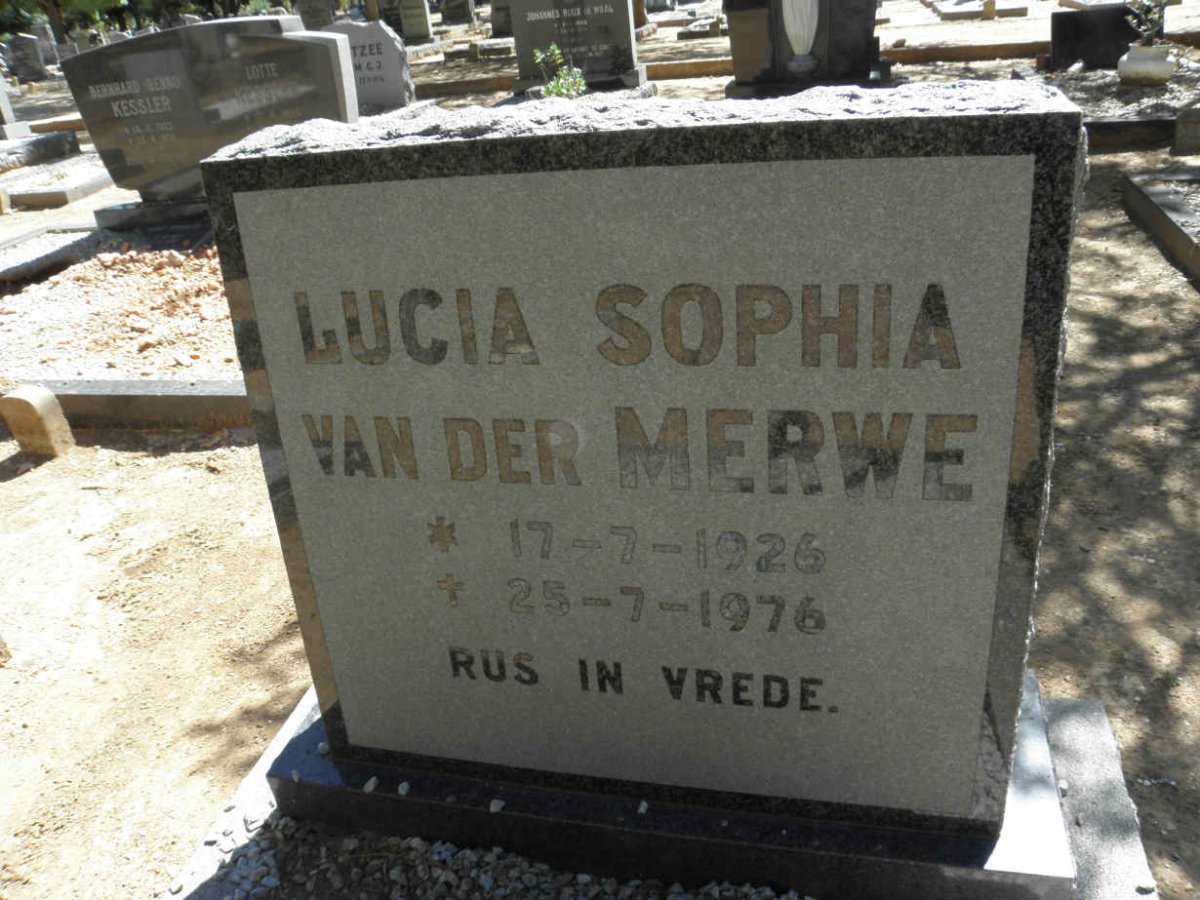 MERWE Lucia Sophia, van der 1926-1976