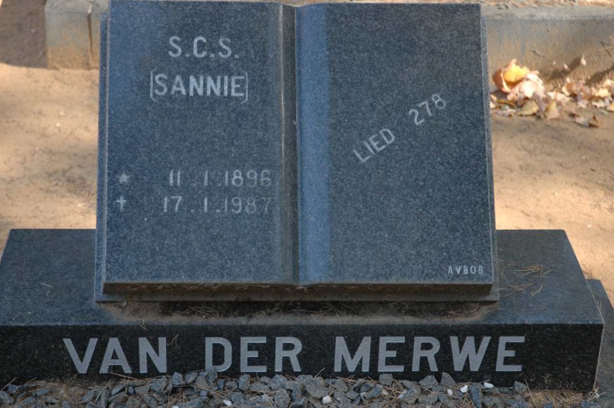 MERWE S.C.S., van der 1896-1987