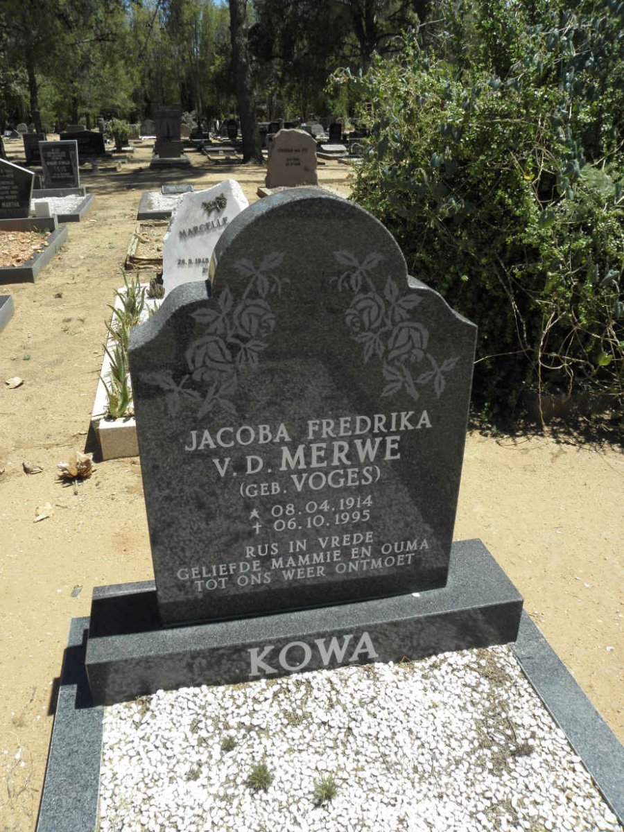 MERWE Jacoba Fredrika, v.d. nee VOGES 1914-1995