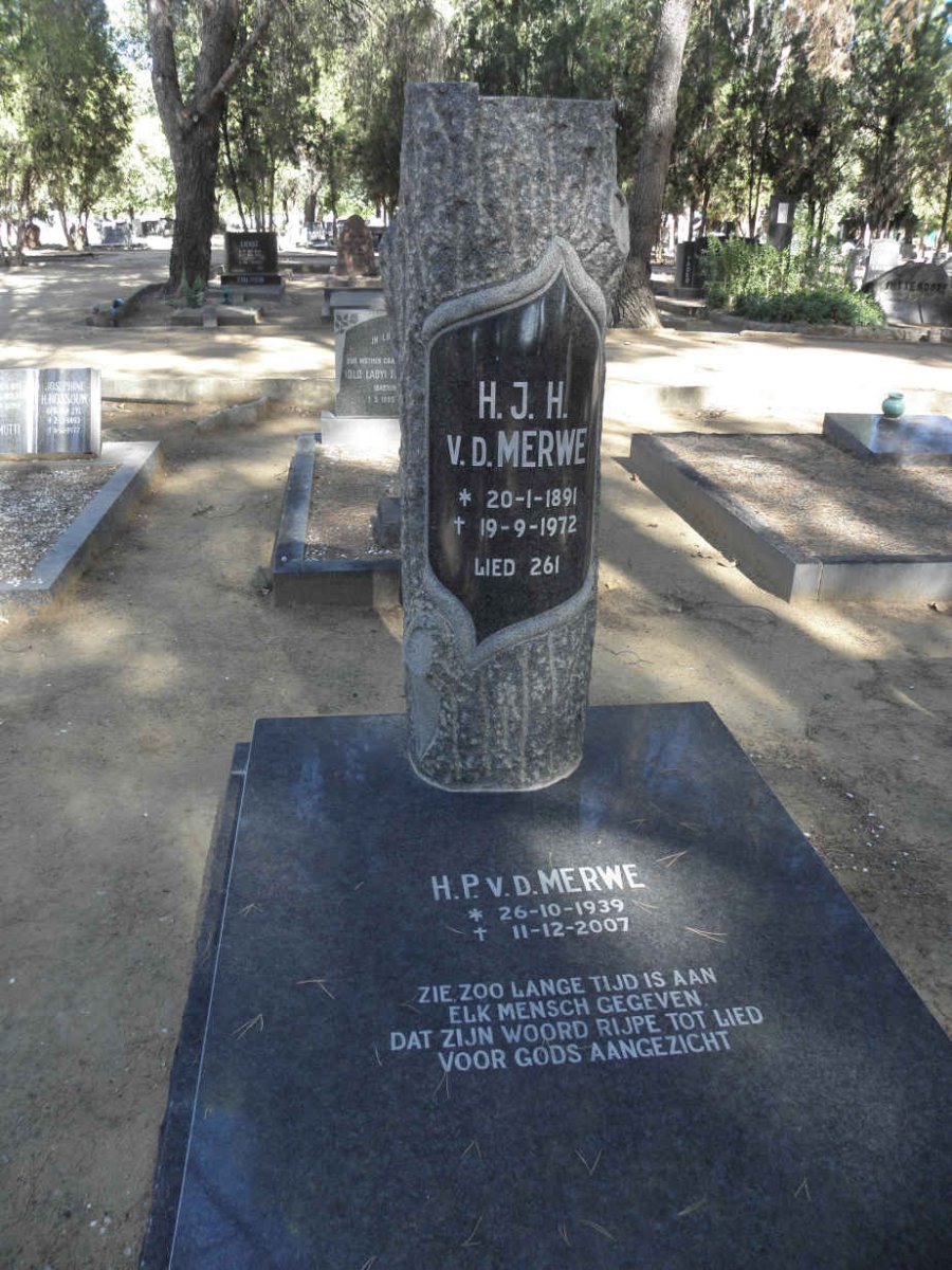 MERWE H.J.H., v.d. 1891-1972 :: MERWE H.P., v.d. 1939-2007