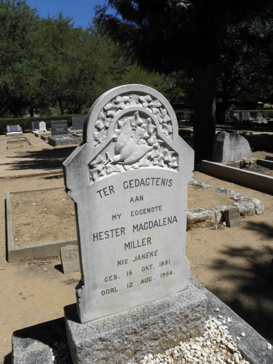 MILLER Hester Magdalena nee JANEKE 1881-1954