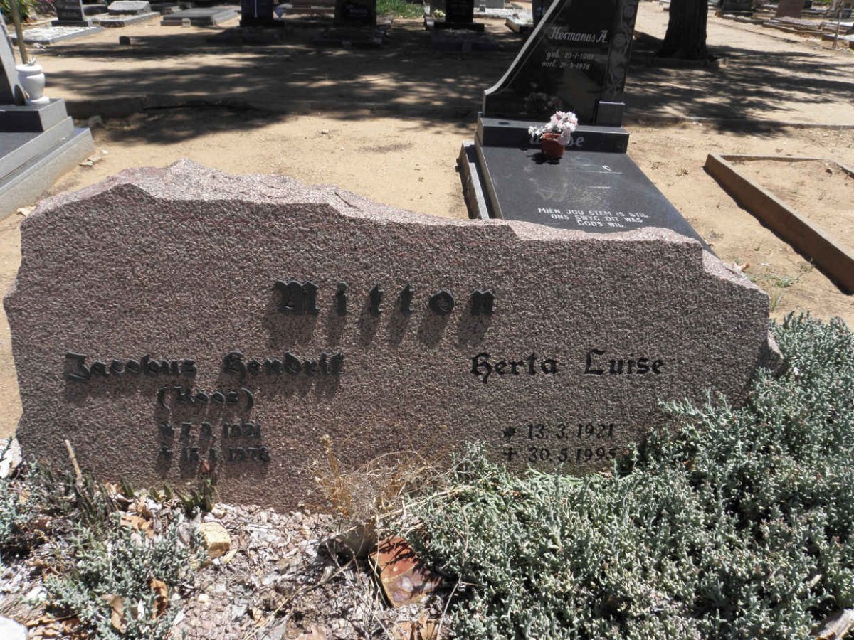 MITTON Jacobus Hendrik 1921-1978 &amp; Herta Luise 1921-1995