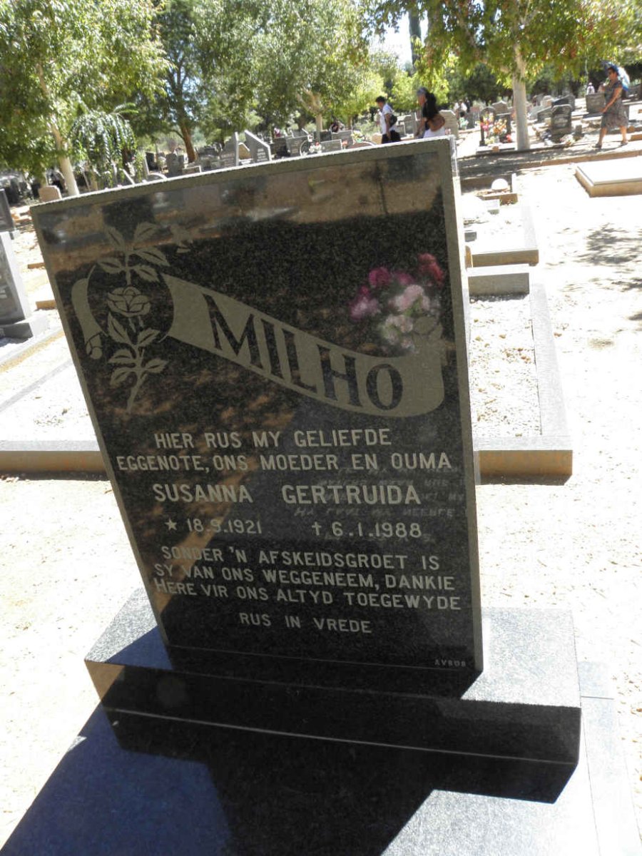 MILHO Susanna Gertruida 1921-1988