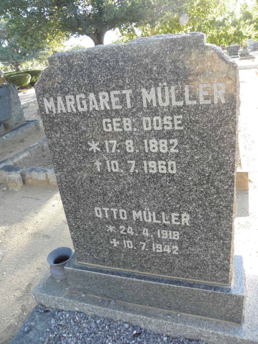 MÜLLER Margaret nee DOSE 1892-1960 :: MÜLLER Otto 1918-1942