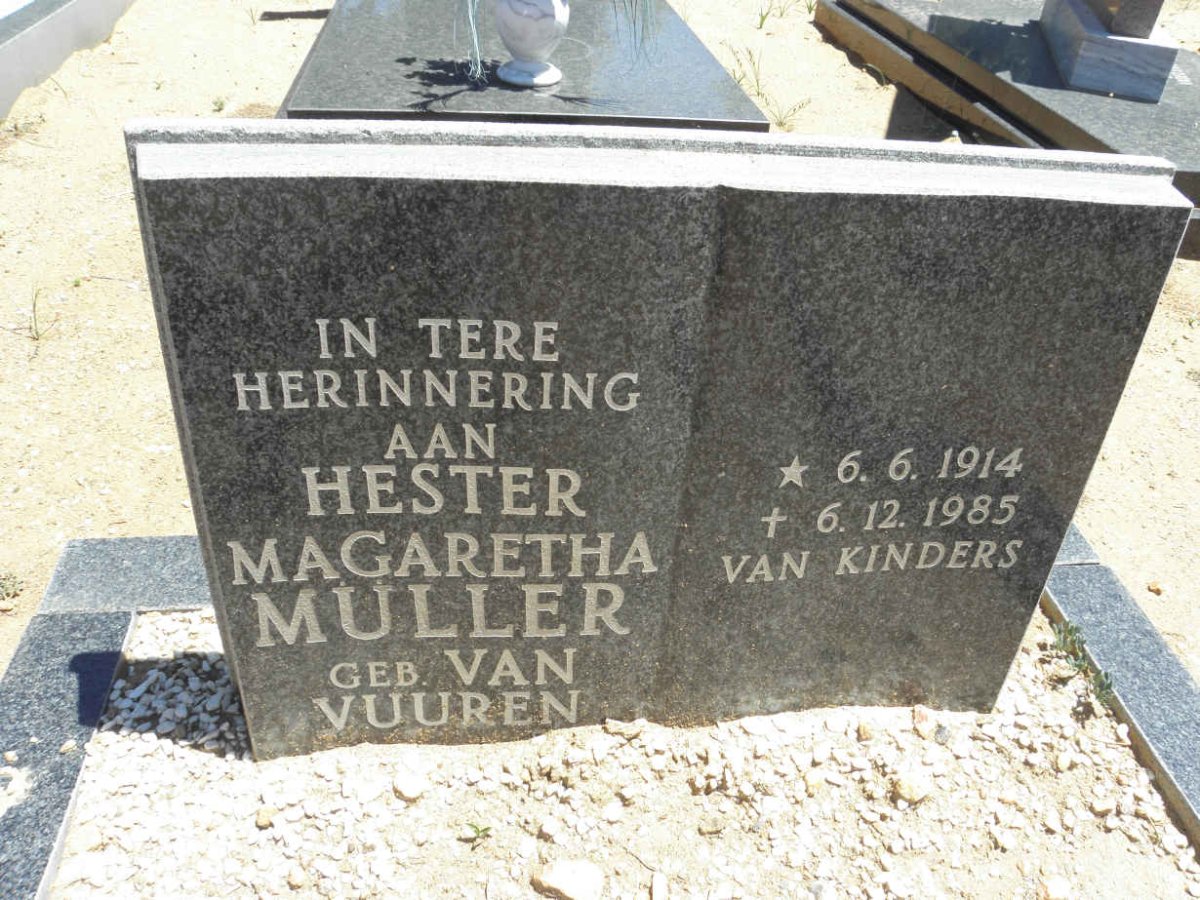 MÜLLER Hester Magaretha nee VAN VUUREN 1914-1985