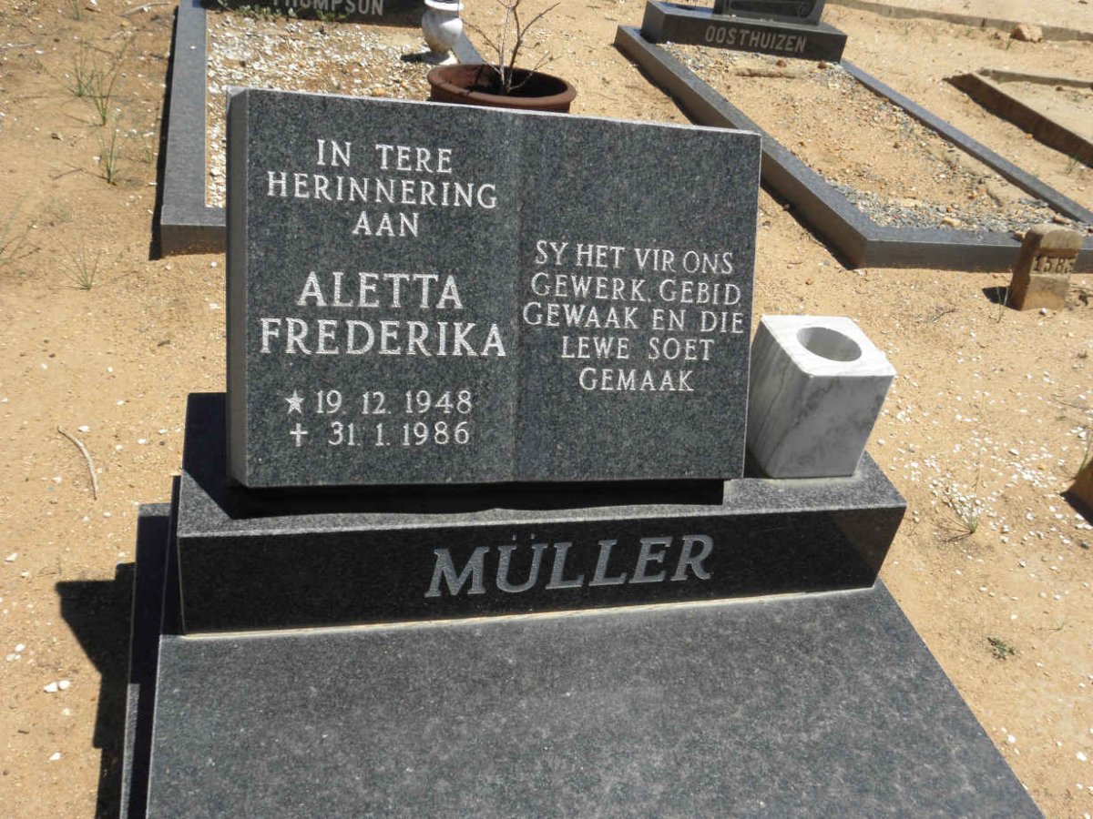MÜLLER Aletta Frederika 1948-1986